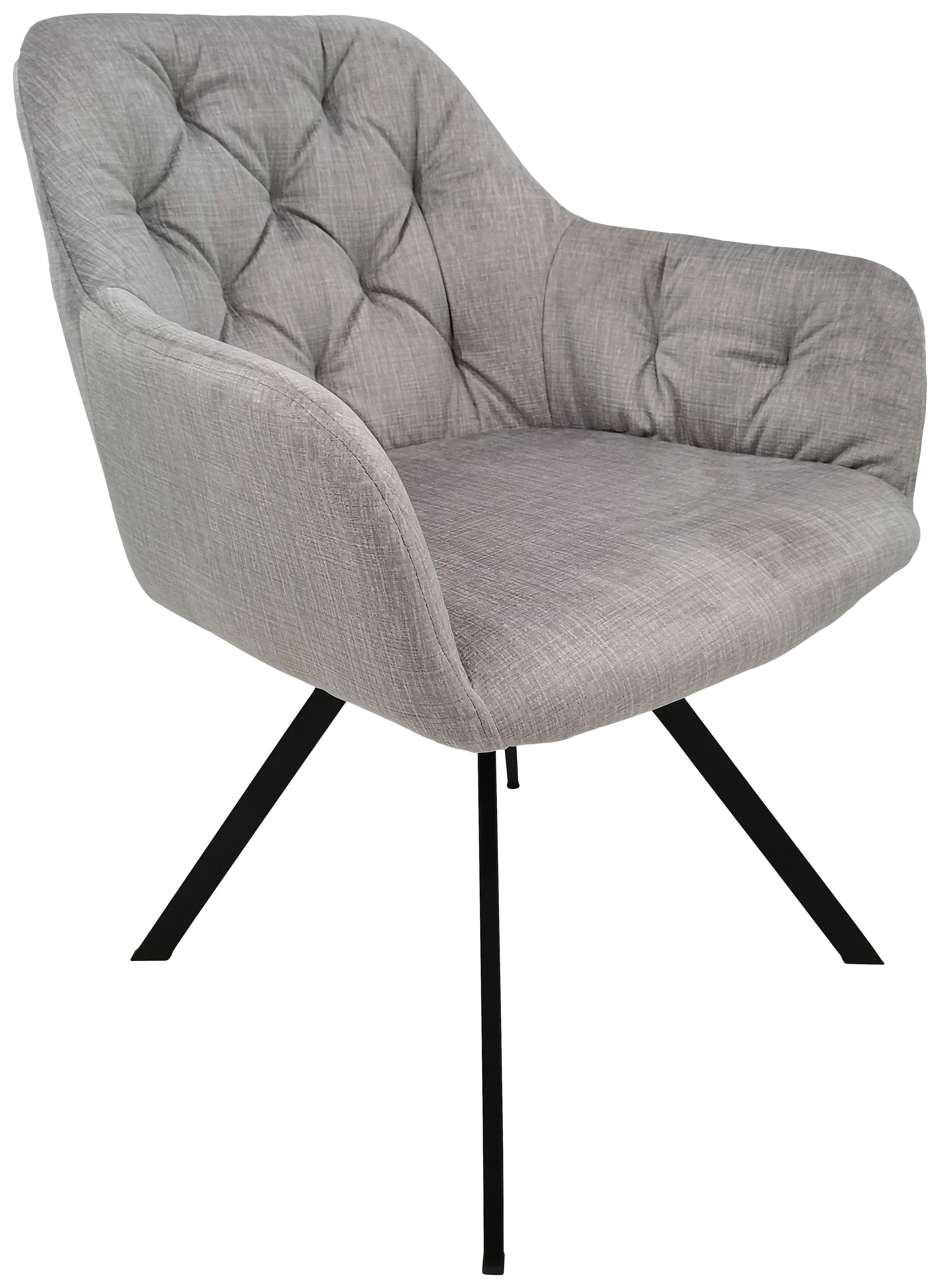 SADA ŽIDLÍ S PODRUČKAMI GEORGIA - černá/světle šedá, Moderní, kov/textil (57/85/62cm) - MID.YOU