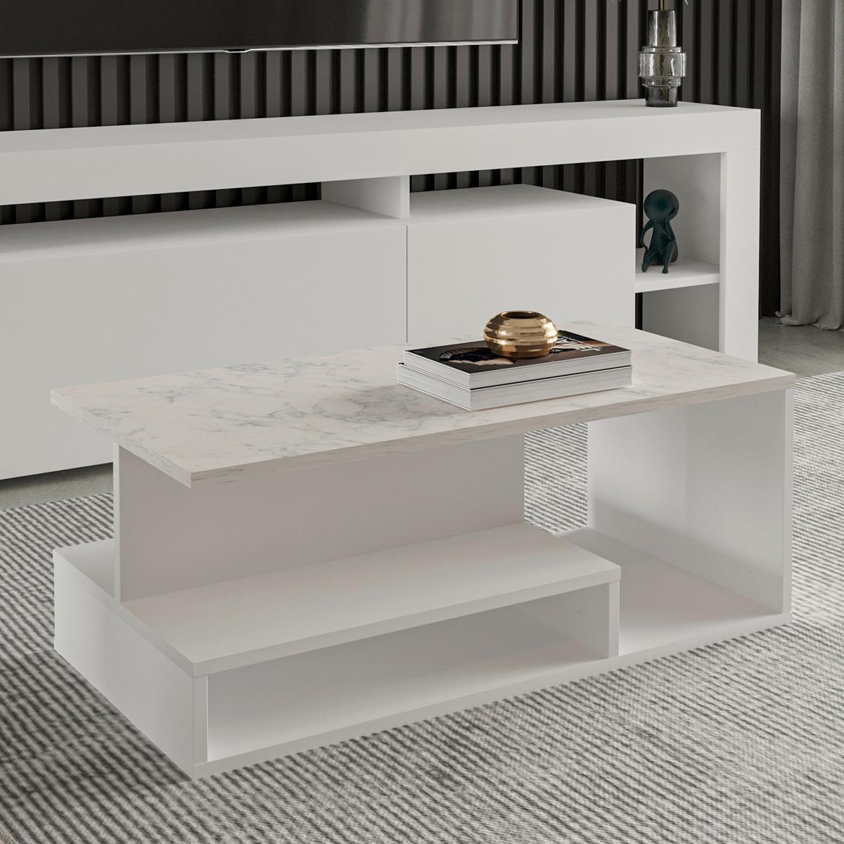 Couchtisch Vera Weiß B: 90 Cm - Weiß, Design, Holzwerkstoff (90/45/35cm) - Livetastic