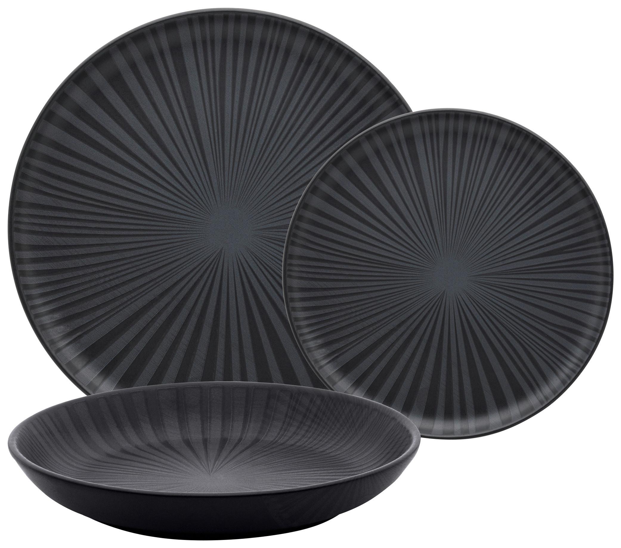 Jídelní souprava 12-dílná - černá, Moderní, keramika - Mömax