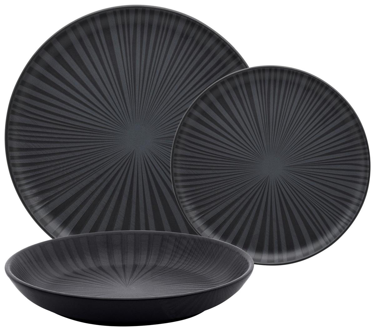 Jídelní souprava 12-dílná - černá, Moderní, keramika - Mömax