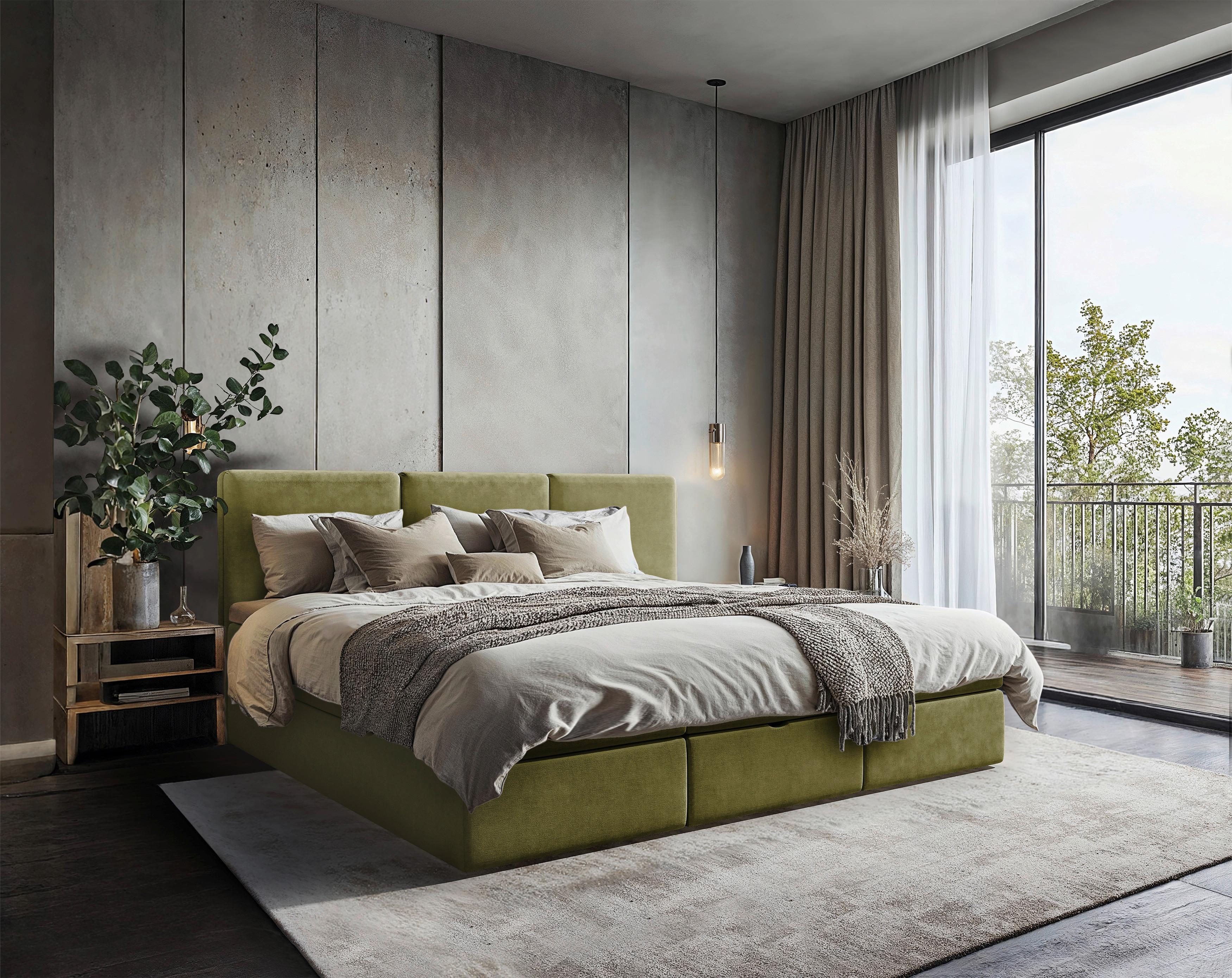 Familienbett Domino Combo Mit 3 Bettkasten, Grün 270x200 - Schwarz/Grün, MODERN, Holz/Holzwerkstoff (270/200cm) - MID.YOU