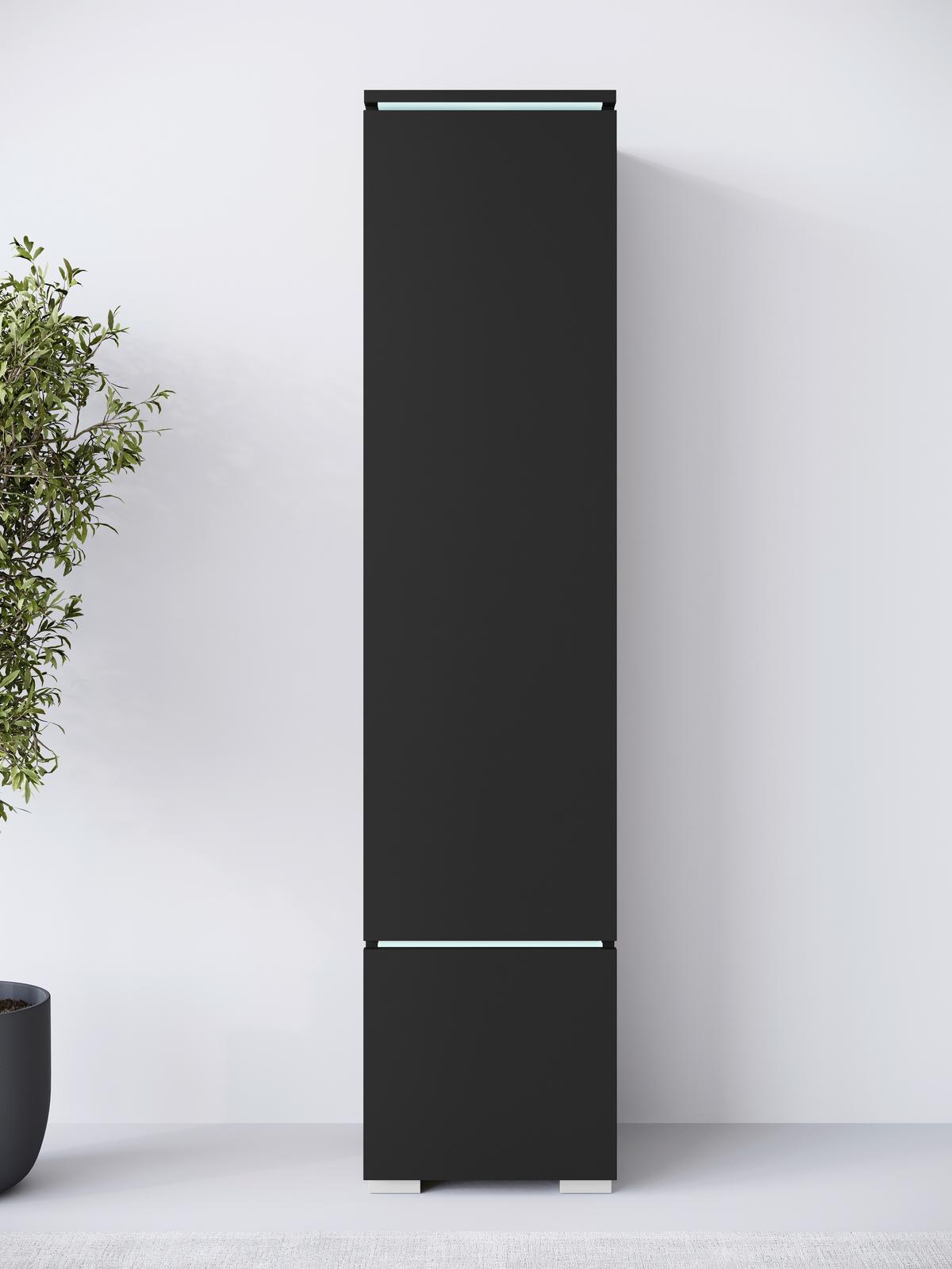 Hochschrank Vera Schwarz B: 30cm - Schwarz/Grau, Design, Holzwerkstoff (30/130/33cm) - Livetastic