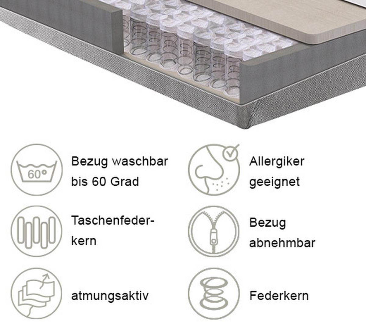 Taschenfederkernmatratze Dream Box Pro 120x200 cm H: 24 cm - Weiß/Grau, Basics, Textil (120/200cm) - Yatas