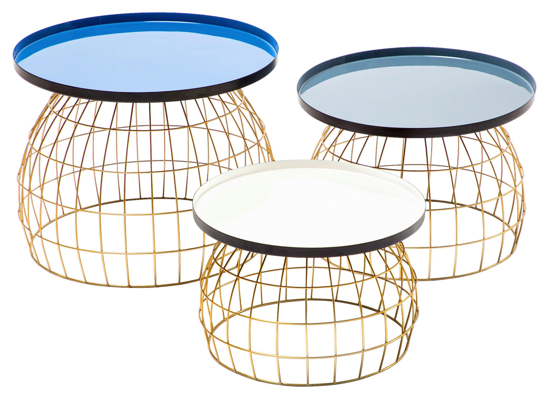 Beistelltischset Laudatio 160 - Blau/Weiß, Design, Metall - Kayoom