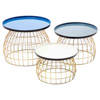 Beistelltischset Laudatio 160 - Blau/Weiß, Design, Metall - Kayoom