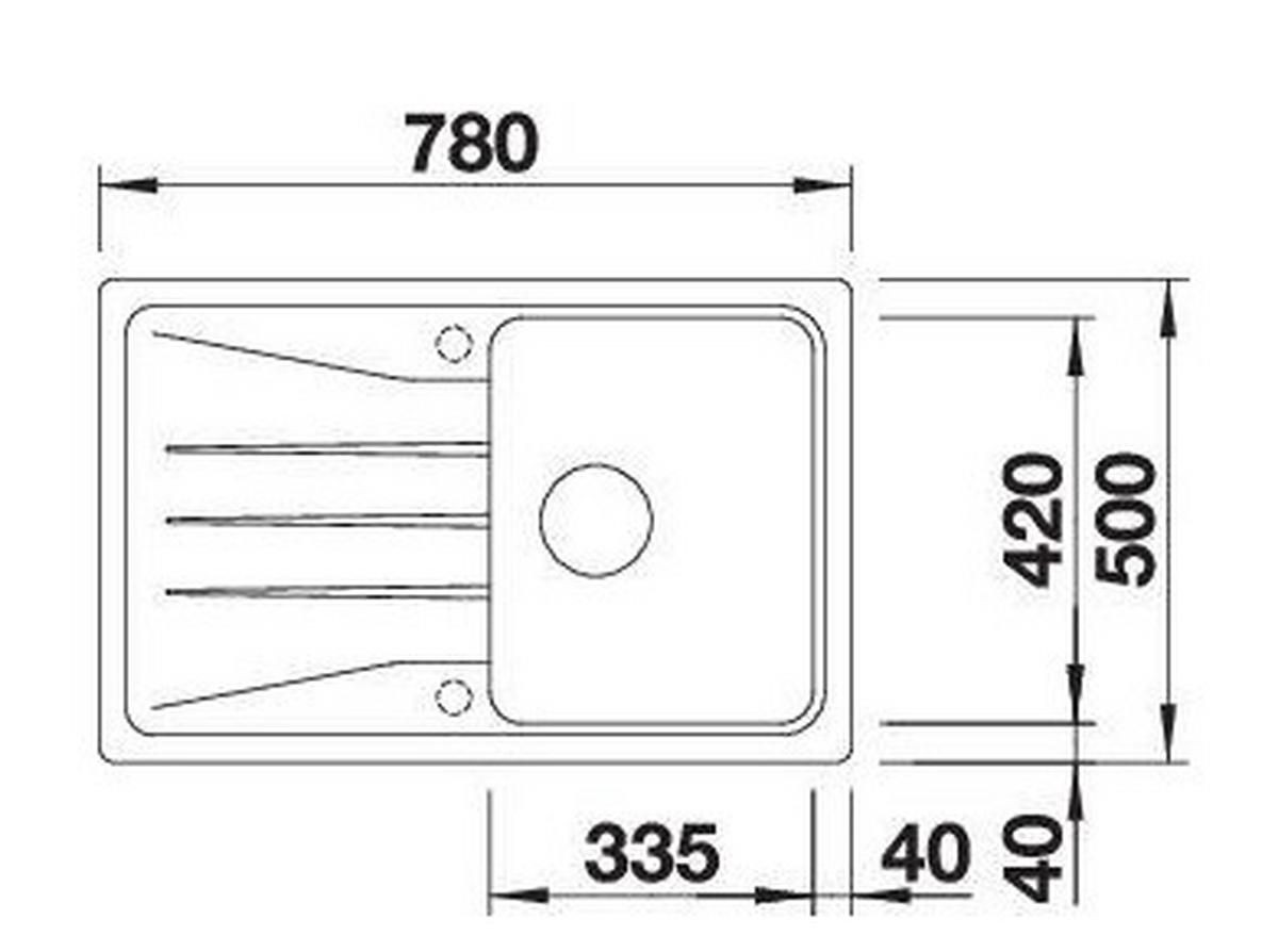 DŘEZ BLANCO SONA 45S - černá, Basics, kámen (78/22,8/50cm) - Blanco