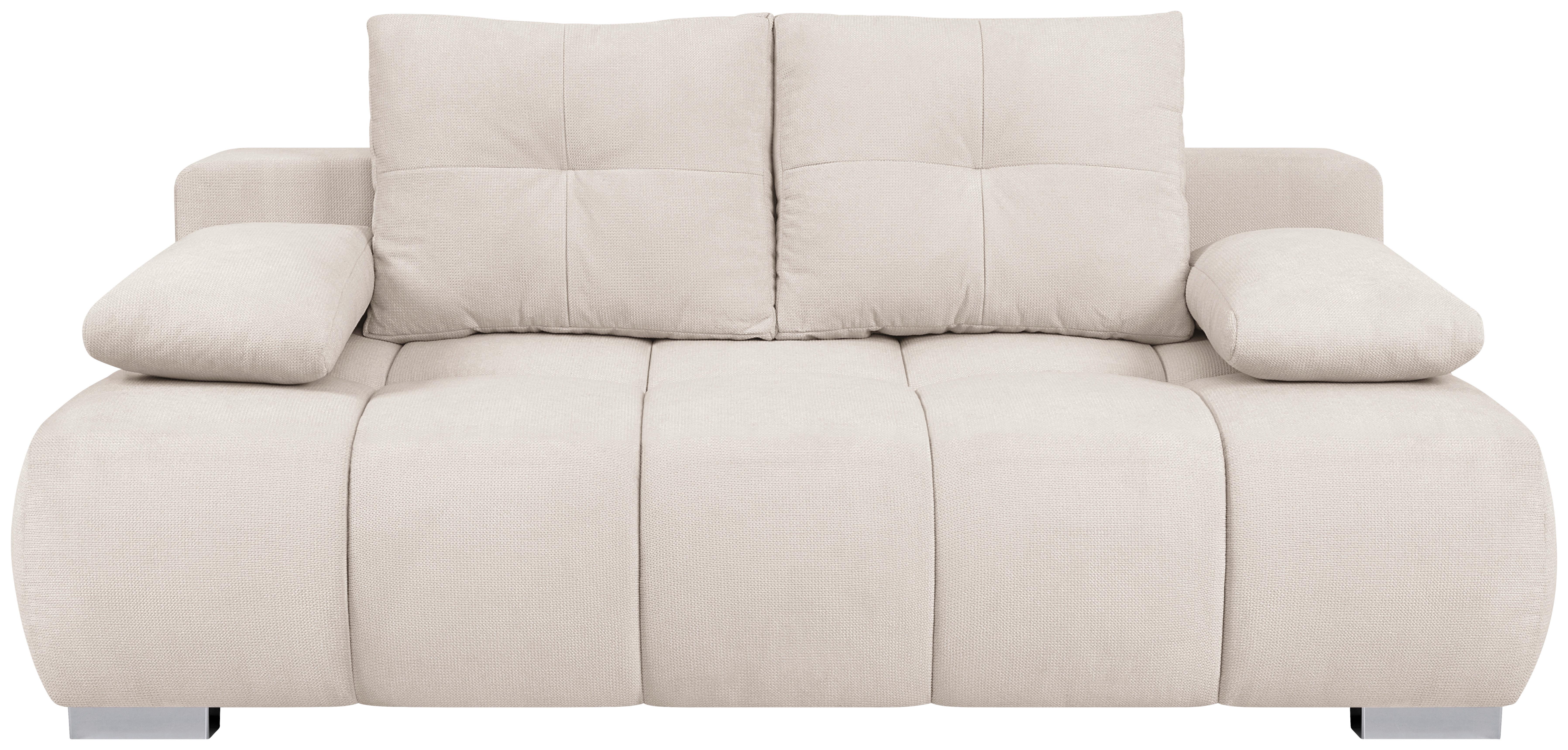 Boxspringsofa mit Bettkasten Webstoff creme, B:206cm