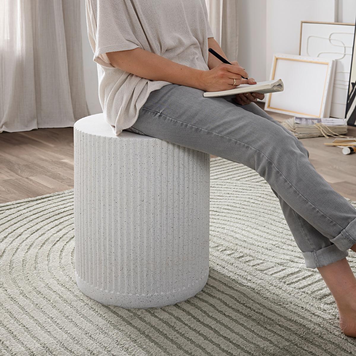 TABURETKA JASPER -TREND- - biela, Modern, kameň (39/48cm) - Mömax