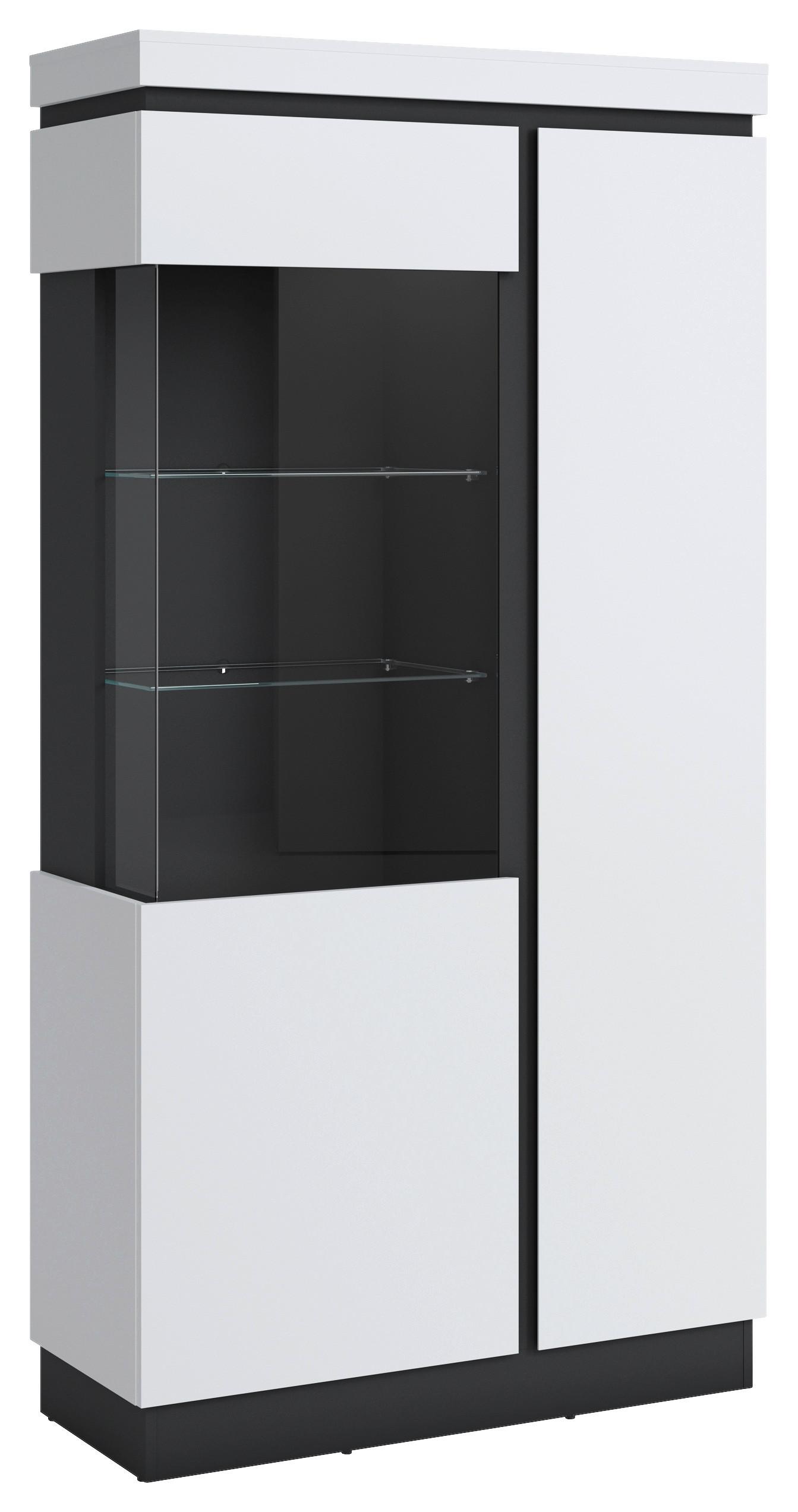 Vitrine Campania Anthrazit, Weiß B: 103,6 Cm - Anthrazit/Weiß, Trend, Glas/Holzwerkstoff (103,6/200,5/40cm)