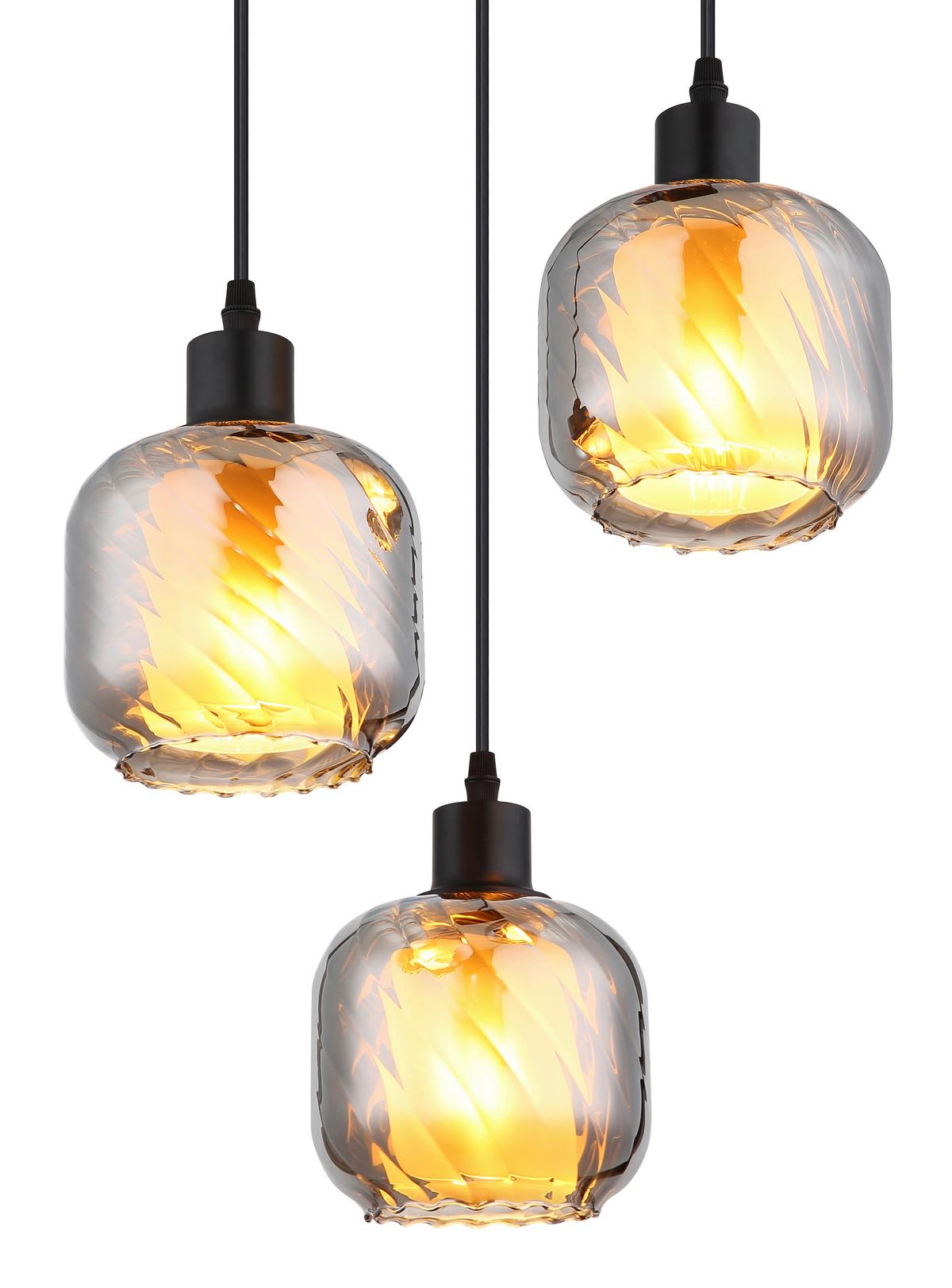 Függőlámpa 15754-3h  Xia - fekete/opál, Design, műanyag/üveg (35/120cm) - Globo