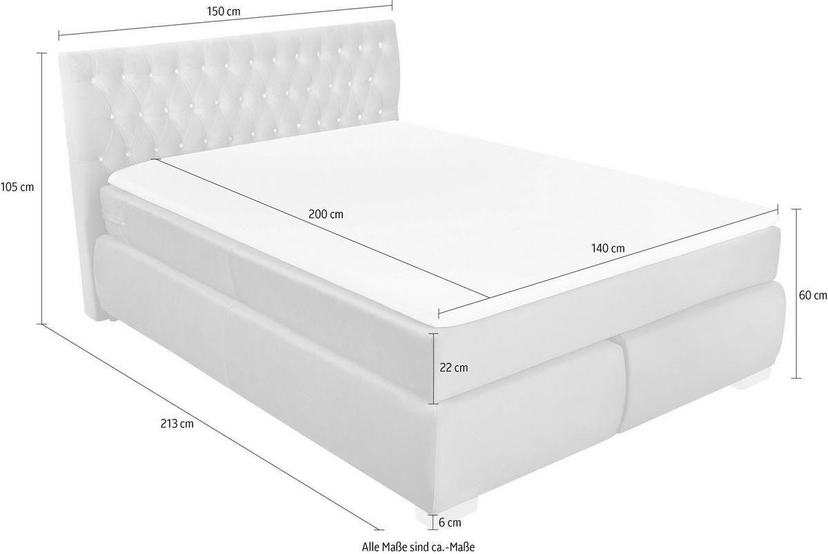 Boxspringbett Rumba inkl. Matratze 140x200 - Platinfarben/Gelb, Basics, Textil (140/200cm) - Livetastic