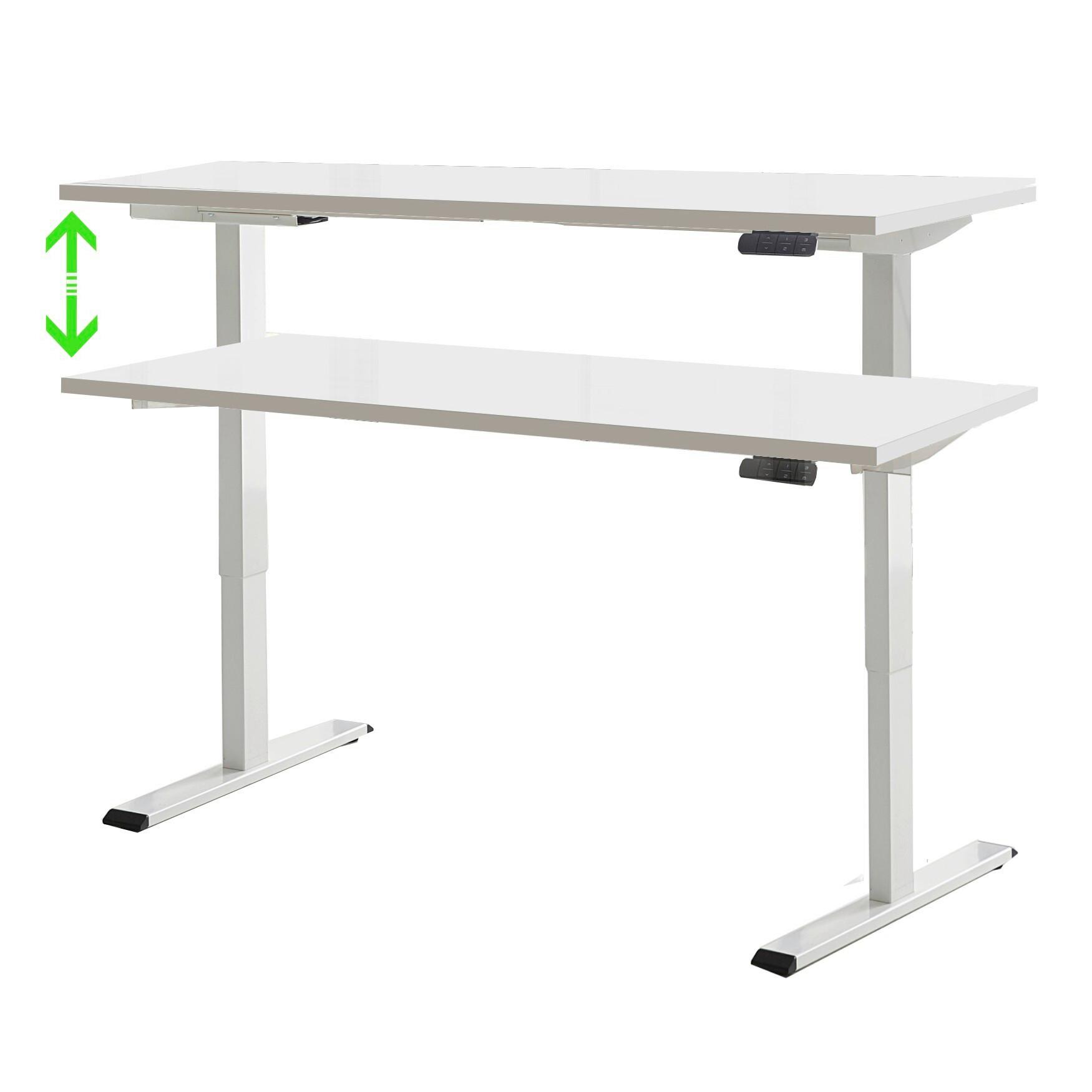 Schreibtisch Office Edition Weiß L: 160cm - Weiß, MODERN, Holzwerkstoff/Metall (160/80/69-119cm) - MID.YOU