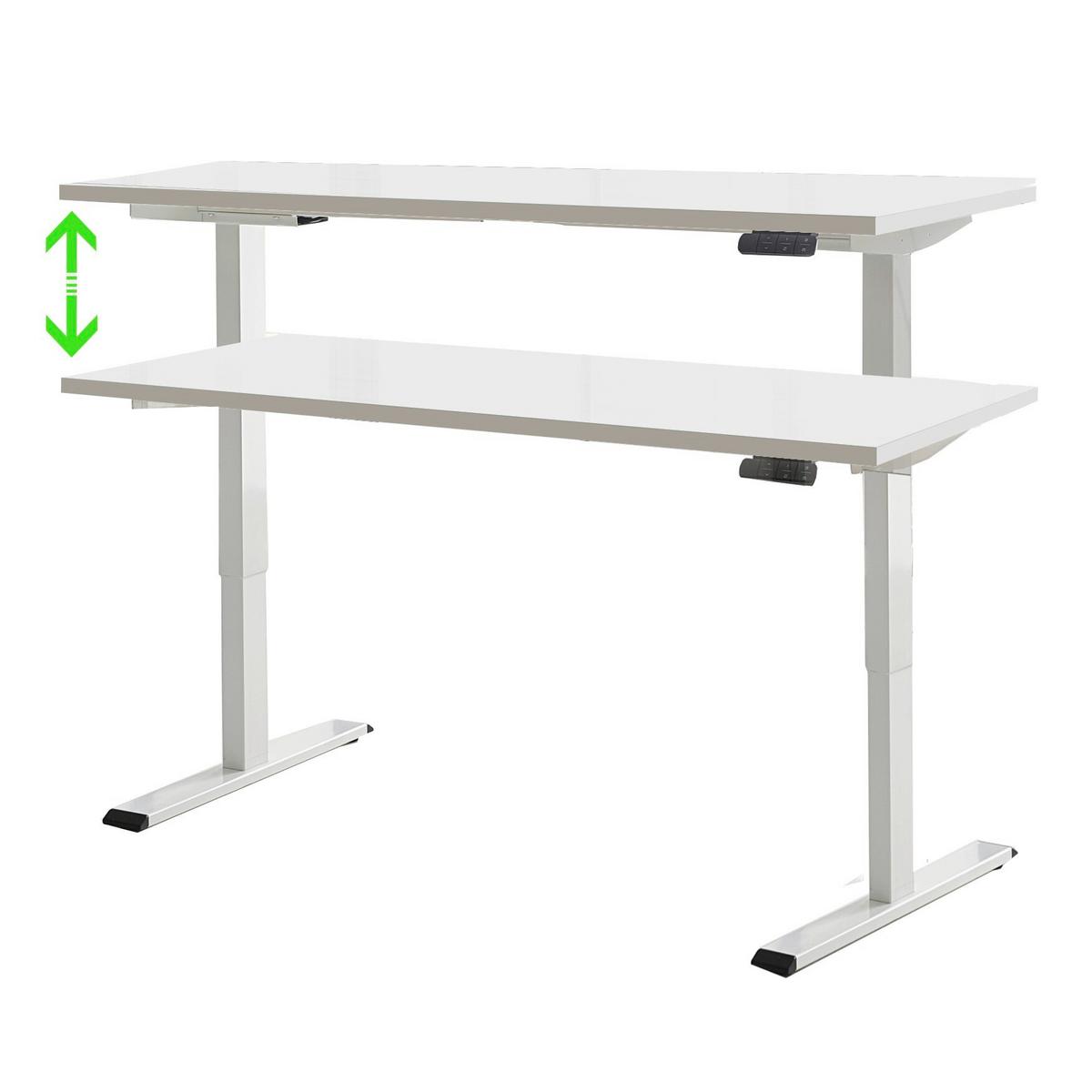 Schreibtisch Office Edition Weiß L: 160cm - Weiß, MODERN, Holzwerkstoff/Metall (160/80/69-119cm) - MID.YOU