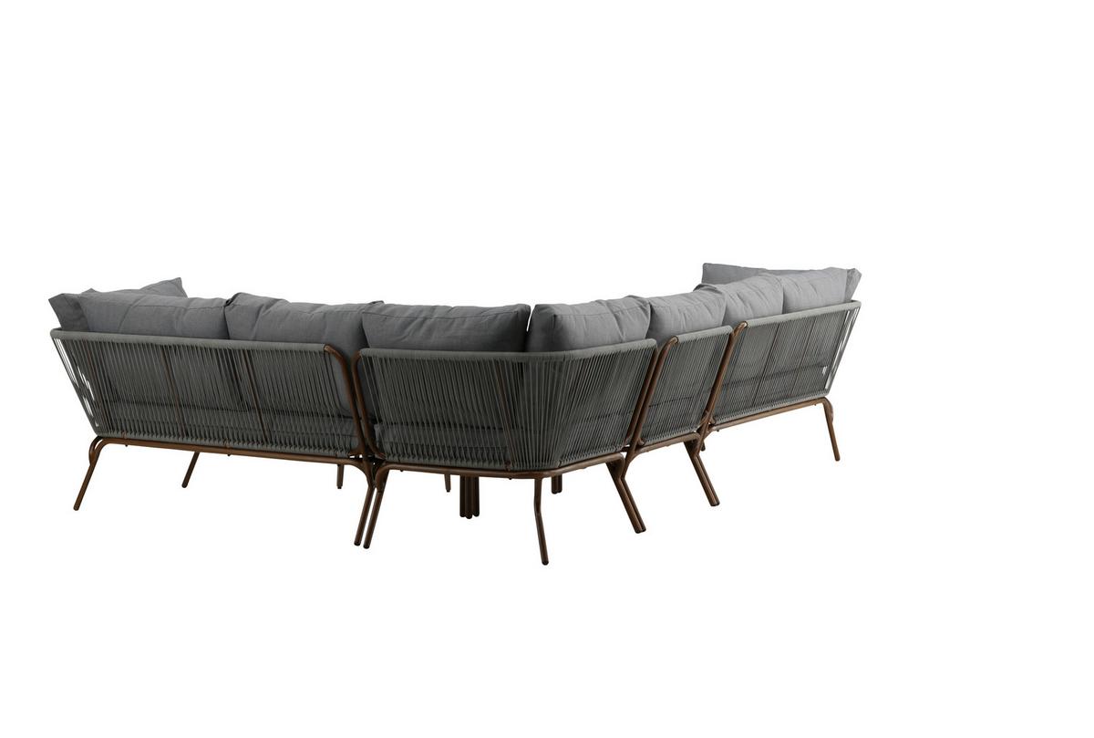Loungegarnitur 4-Tlg Roxo Metall/Textil mit Kissen - Braun/Grau, KONVENTIONELL, Textil/Metall - Gardenson
