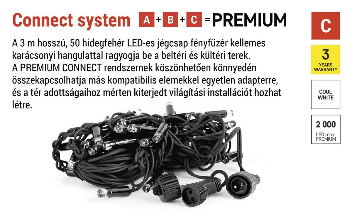 Fényfüzér 3 Méter - fekete, Basics, műanyag (300cm)