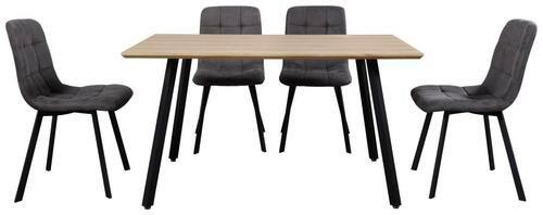 Jídelní set LECH - šedá/černá, Moderní, kov/kompozitní dřevo (140/76/80cm)