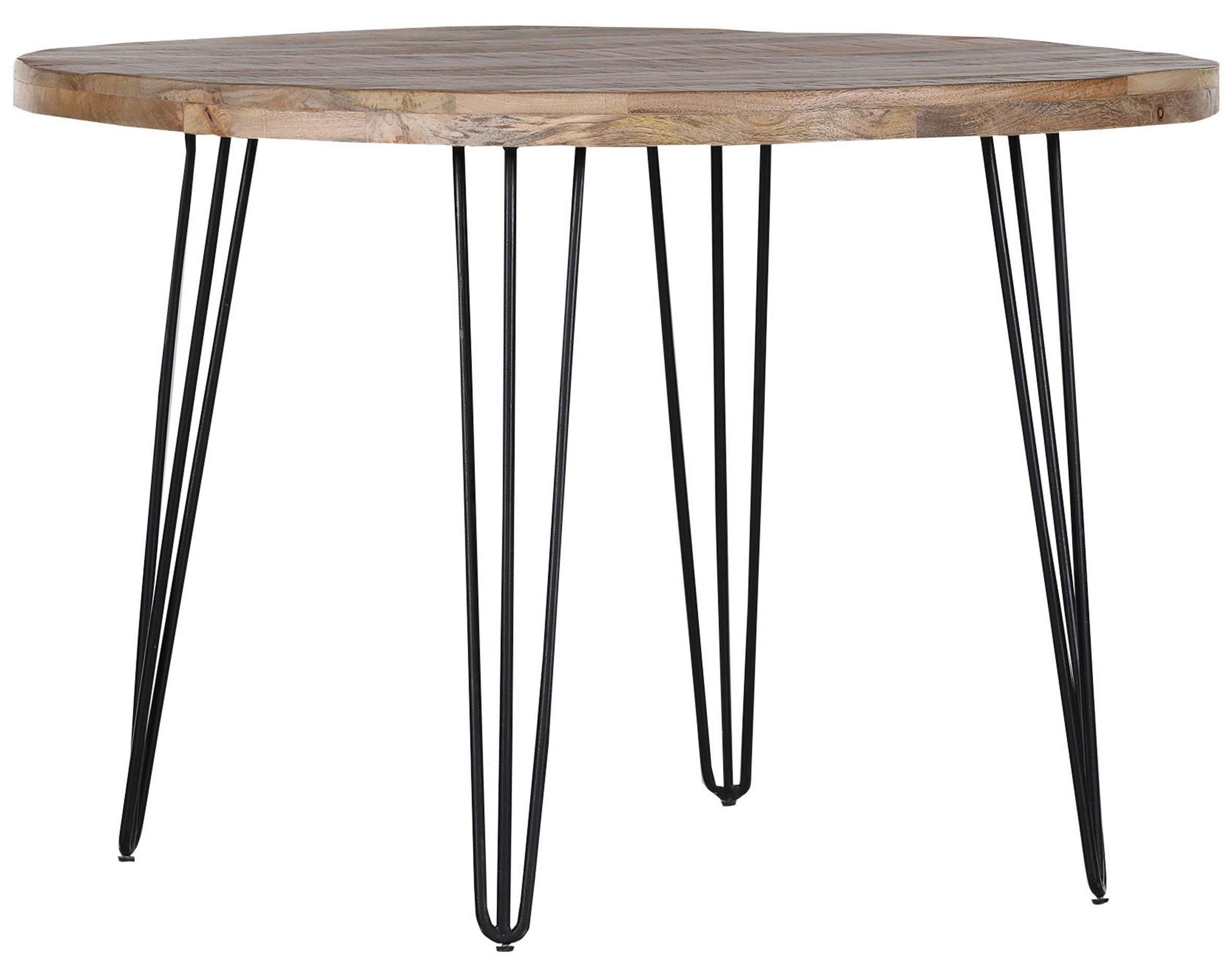 JÍDELNÍ STŮL BOTTNIC 105 - černá/přírodní barvy, Lifestyle, kov/dřevo (105/105/76cm) - Zandiara