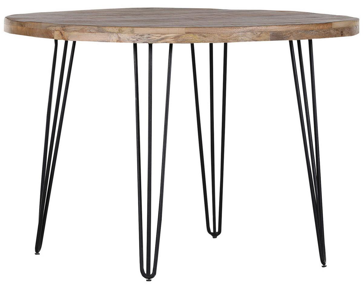 JÍDELNÍ STŮL BOTTNIC 105 - černá/přírodní barvy, Lifestyle, kov/dřevo (105/105/76cm) - Zandiara