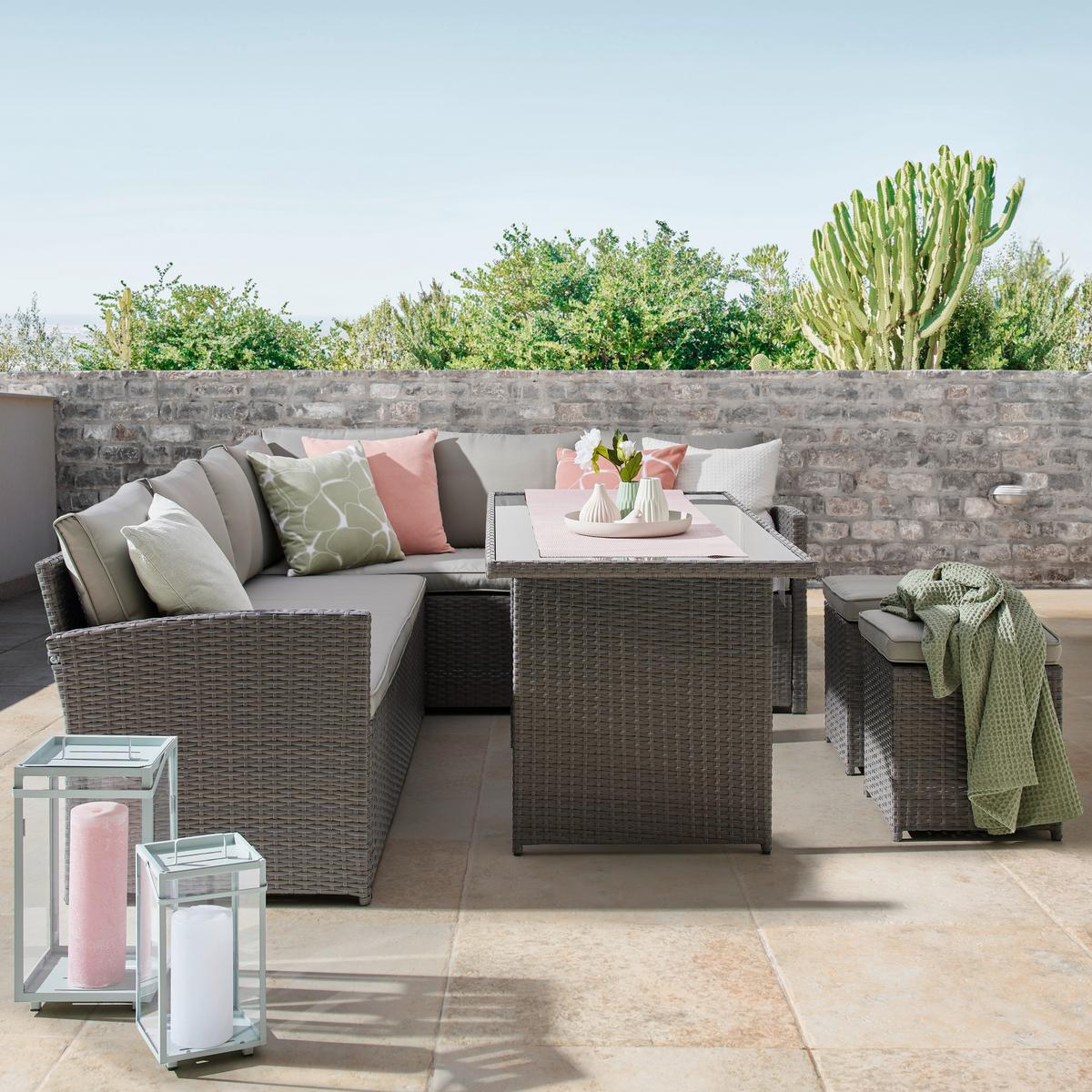 TERASOVÁ SEDACÍ SOUPRAVA Marrakesch 2, 240/181cm - šedá/černá, Moderní, kov/textil (240/70/181cm) - Modern Living