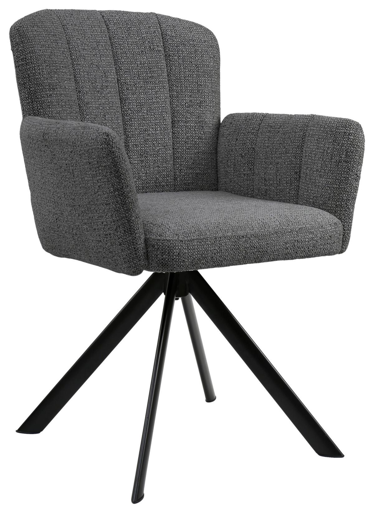 Otoční židle s područkami NORA šedá - šedá/černá, Moderní, kov/dřevo (61/87/65cm) - Premium Living