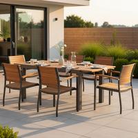 Gartengarnitur Santorin - Graphitfarben/Naturfarben, MODERN, Holz/Metall - Gardenson