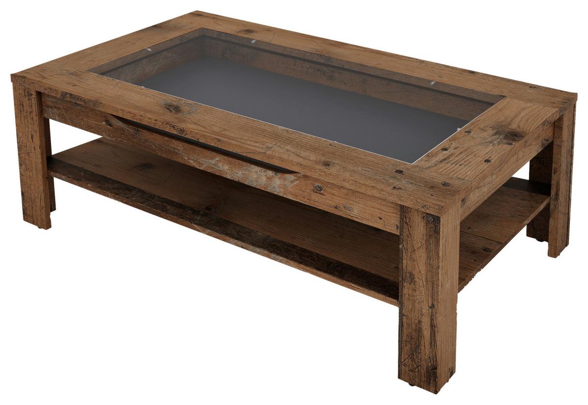 Couchtisch mit Glasplatte + Ablagefach Ralph Braun - Anthrazit/Braun, Basics, Glas/Holzwerkstoff (110/67/43cm) - MID.YOU