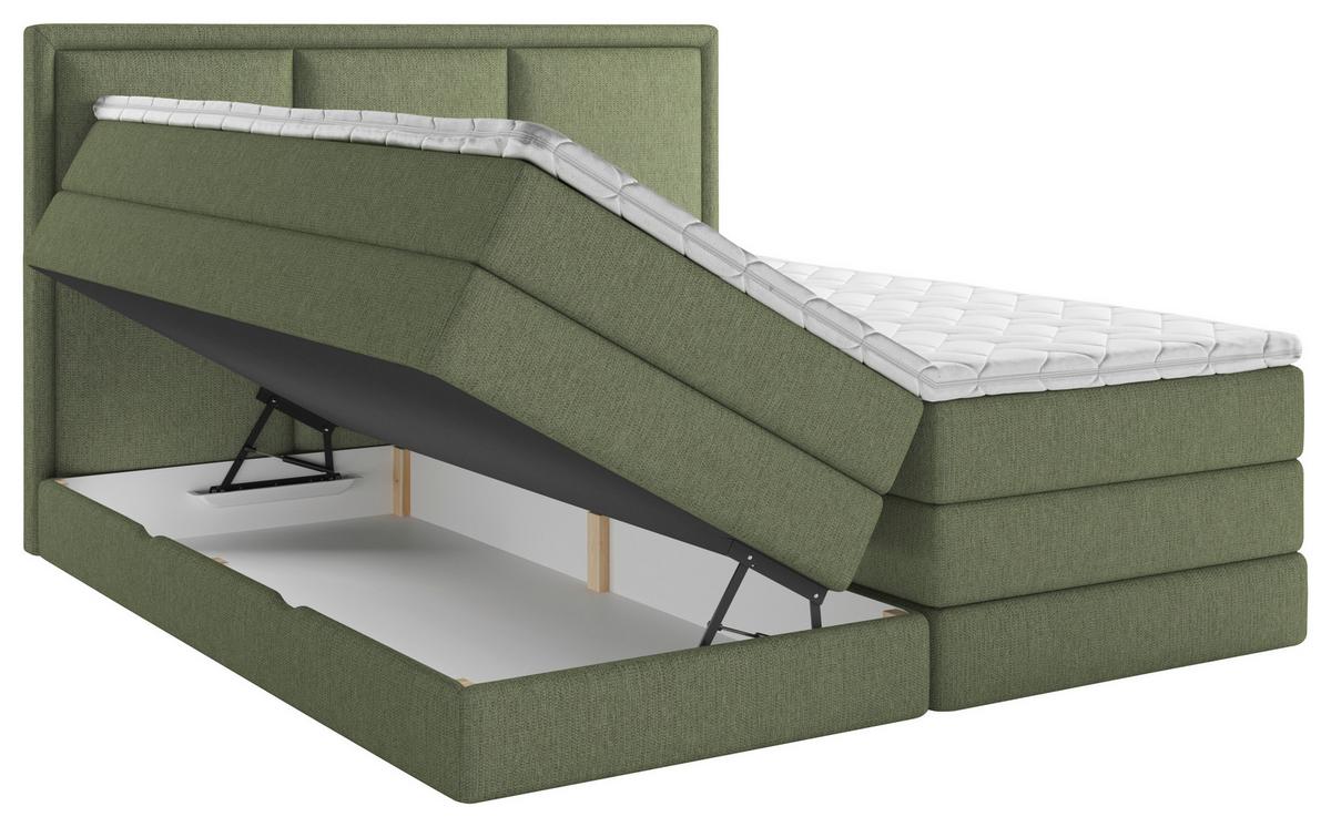 Boxspringbett mit Topper 200x220 cm Swing II K - Schwarz/Grün, Design, Holz/Holzwerkstoff (200/220cm) - MID.YOU