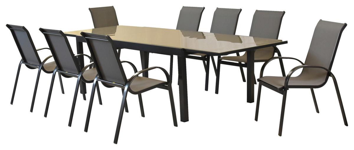 Gartenset Amalfi - Silberfarben/Graphitfarben, MODERN, Textil/Metall - Gardenson