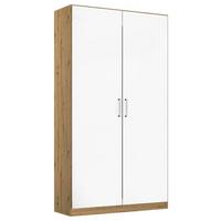 Drehtürenschrank 91 Cm Berlin Eiche Dekor - Weiß Hochglanz/Eiche Artisan, MODERN, Holzwerkstoff (91/210/54cm) - Rauch Möbel