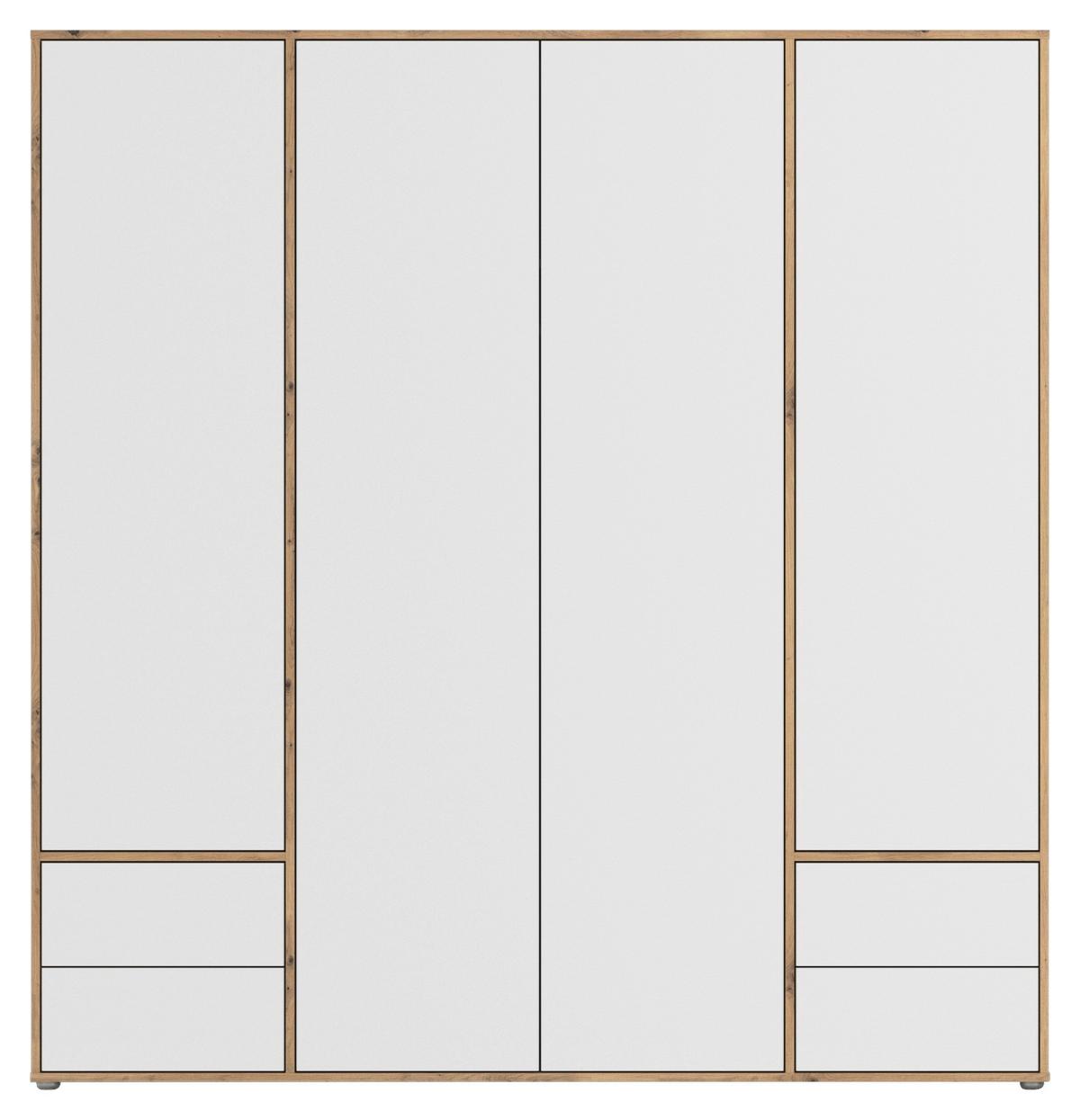 Drehtürenschrank Nabila Weiß Eiche Artisan Dek. - Weiß/Eiche Artisan, MODERN, Holzwerkstoff (187/194/53cm) - Rauch Möbel
