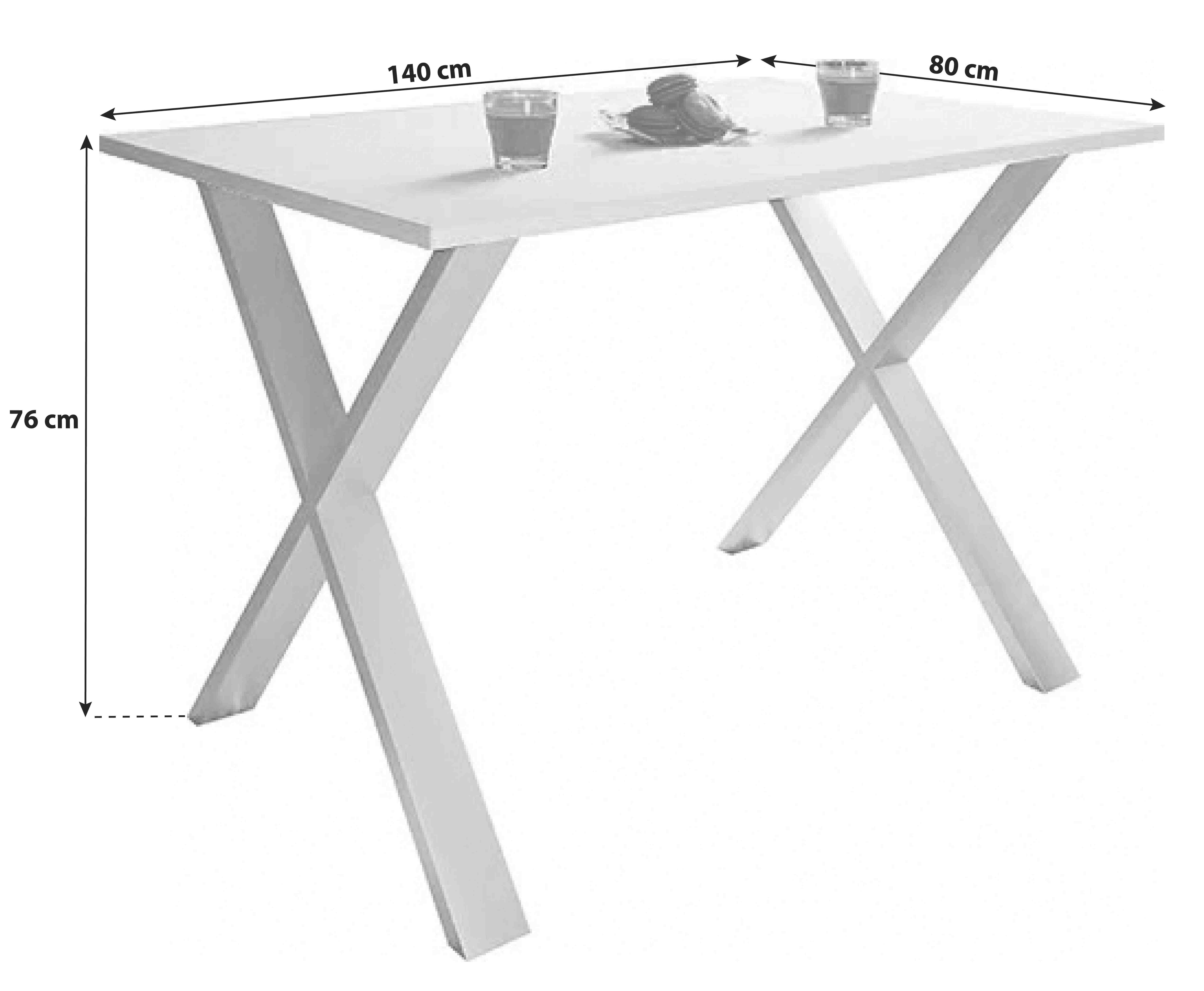 Jedálenský stôl čierna/biela, š: 140x80cm - čierna/biela, Basics, kompozitné drevo (140/80/76cm) - MID.YOU