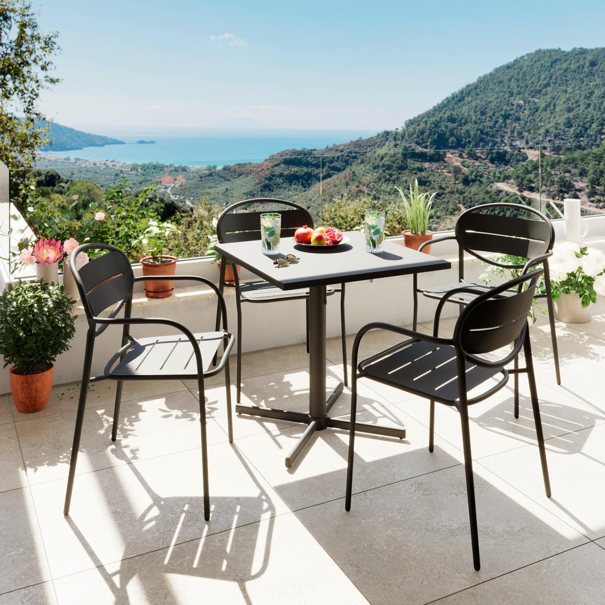 Gartensessel Rom - Anthrazit, MODERN, Metall (57/78/54cm) - Beldano