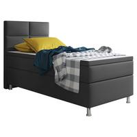 Boxspringbett Mit Topper Lederlook 90x210 Miami - Anthrazit/Silberfarben, KONVENTIONELL, Leder/Textil (90/115/210cm) - MID.YOU