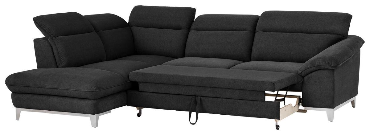 Ecksofa Mit Schlaffunktion Teresa Schwarz - Chromfarben/Schwarz, Design, Textil (232/293cm) - Livetastic