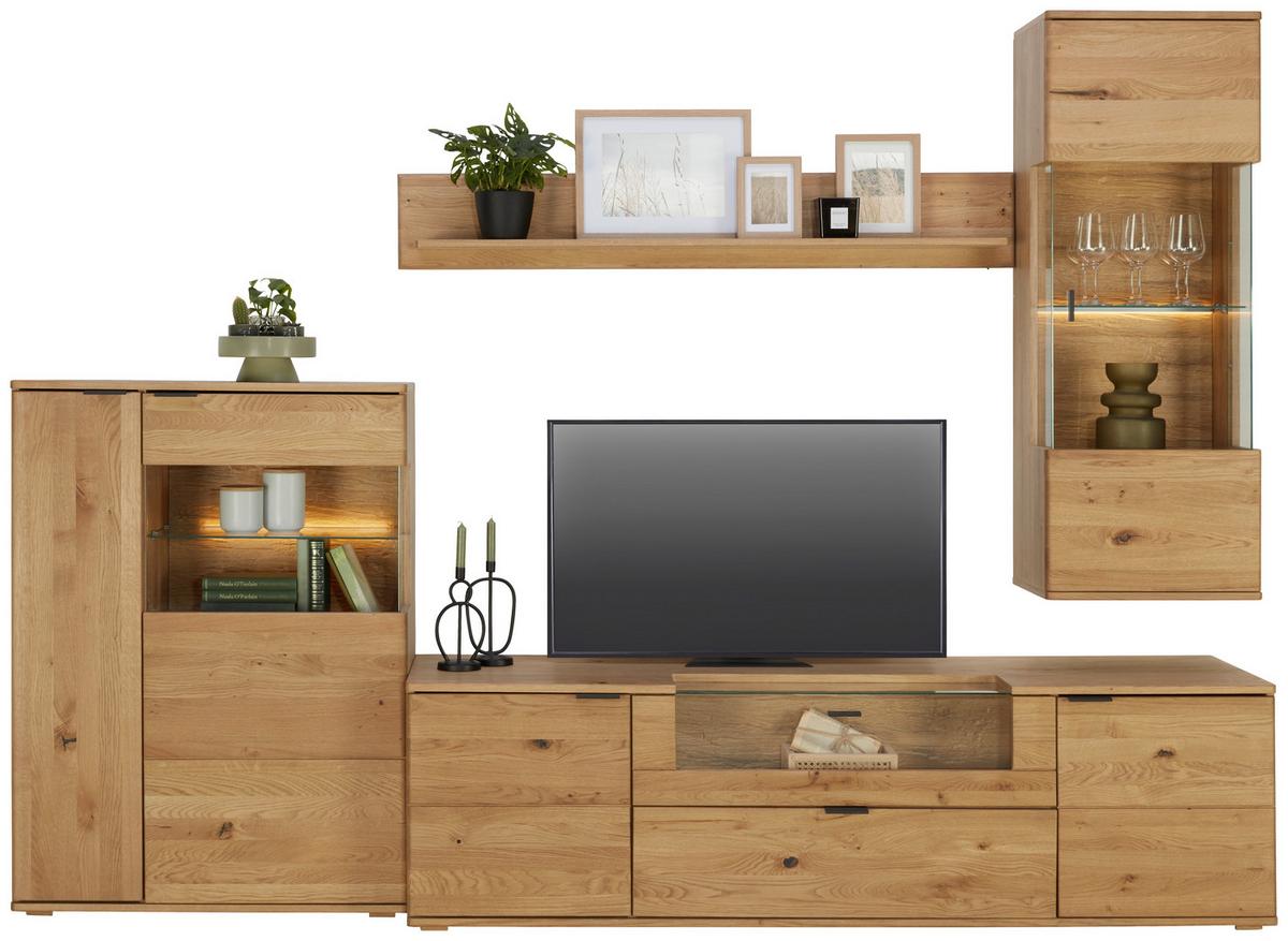 Závěsná vitrína divoký dub - šedá/divoký dub, Moderní, kov/dřevo (50/138/37cm) - Premium Living