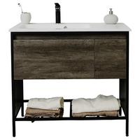 Skřínka s umývadlem Soho š: 91 cm tmavěšedá - bílá/černá, Basics, kov/kompozitní dřevo (91/82/46cm) - Sanotechnik