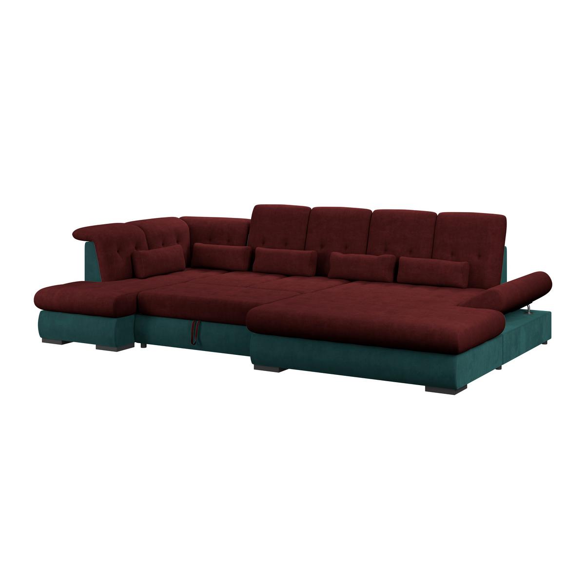 Wohnlandschaft Madera Rubinrot U: 212x358x190 cm - Türkis/Rot, KONVENTIONELL, Kunststoff/Textil (212/358/190cm)
