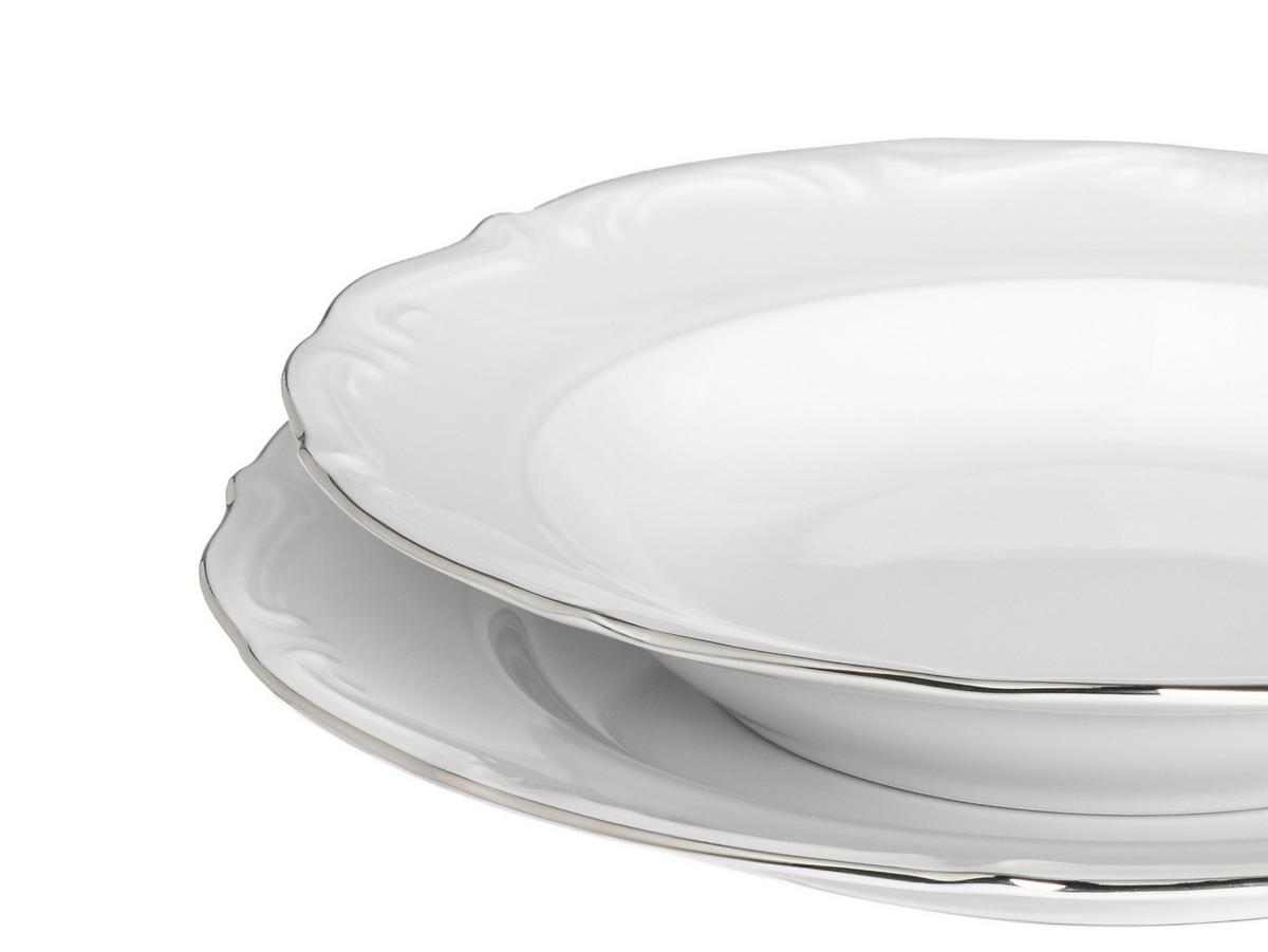 Tafelservice Maria Theresia Weiß, Platinfarben 12--Teilig - Platinfarben/Weiß, Basics, Keramik - Creatable
