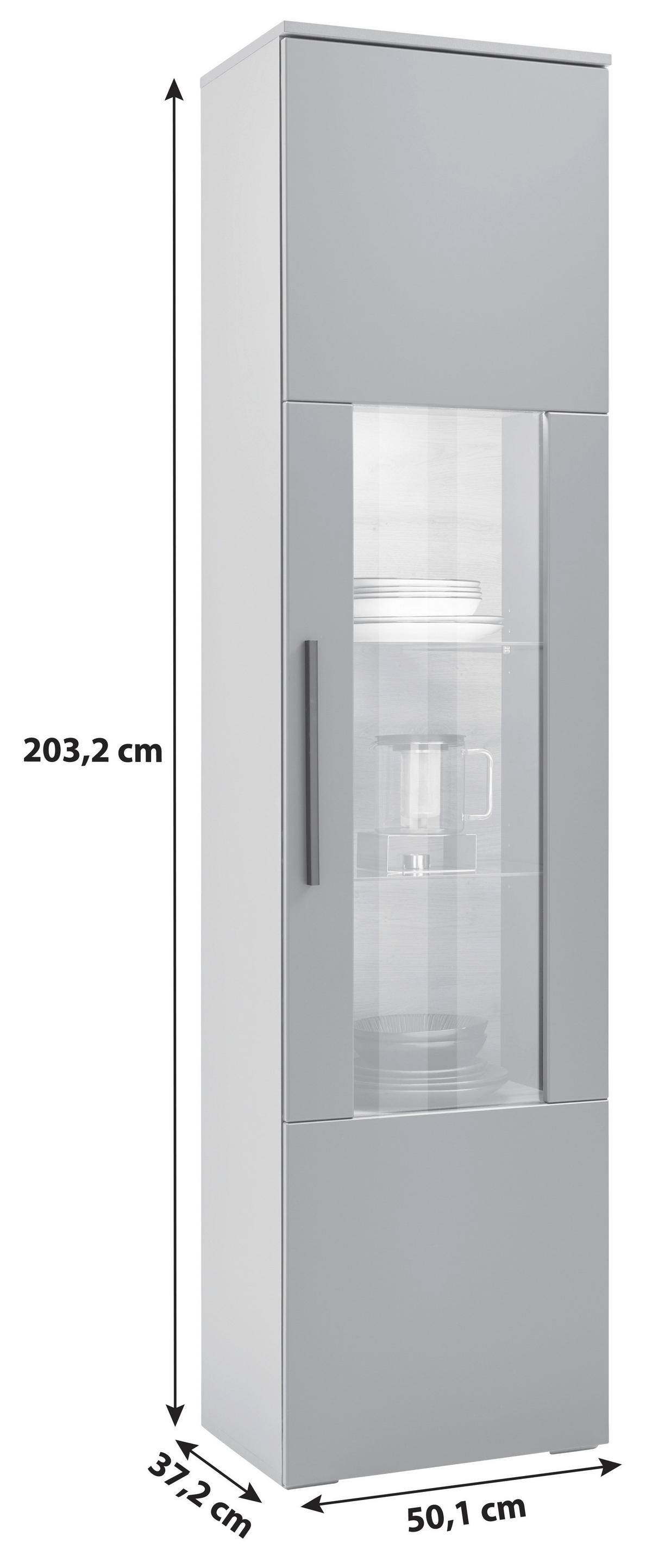 Vitrine Atlanta B: 50,1 Cm Grau/eiche Dekor - Eichefarben/Silberfarben, MODERN, Glas/Holzwerkstoff (50,1/203,2/37,2cm)