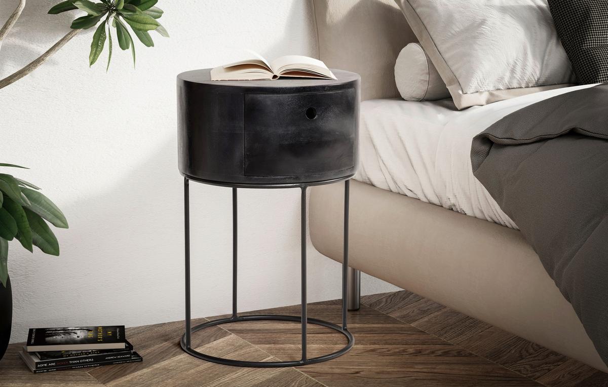 Nachttisch Schwarz L: 40 Cm - Schwarz, Design, Holz/Metall (40/40/60cm) - Livetastic