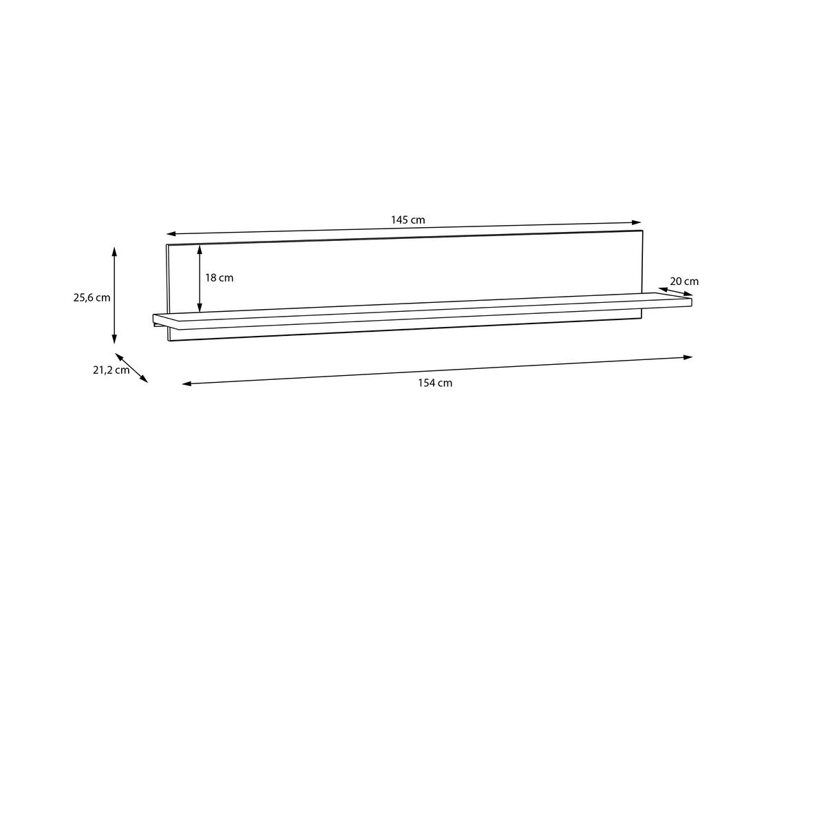 NÁSTĚNNÁ POLICE ALICE SPRINGS - šedohnědá, Moderní, kompozitní dřevo (154/25,6/21,2cm)