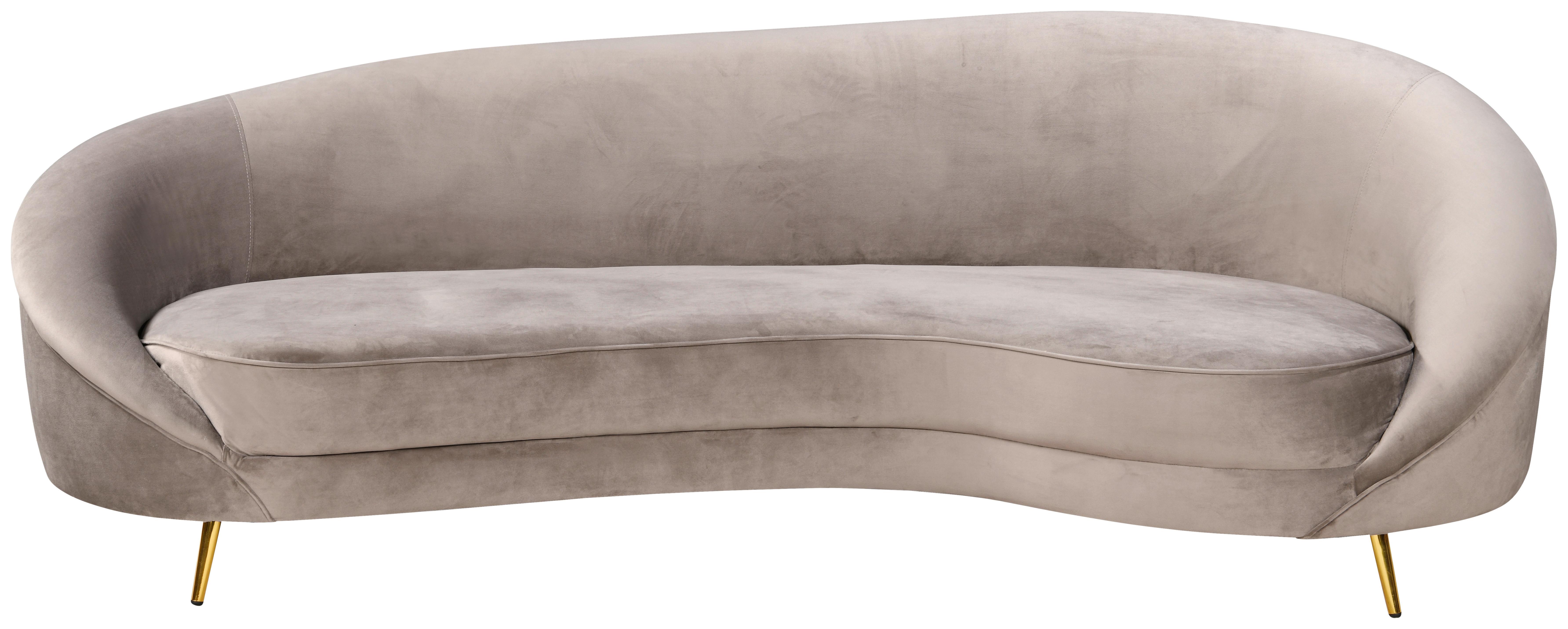 Trendová pohovka LUNA, sivobéžová, max. do 360 kg - zlatá/taupe, Modern, kov/drevo (247/81/105cm) - Mömax