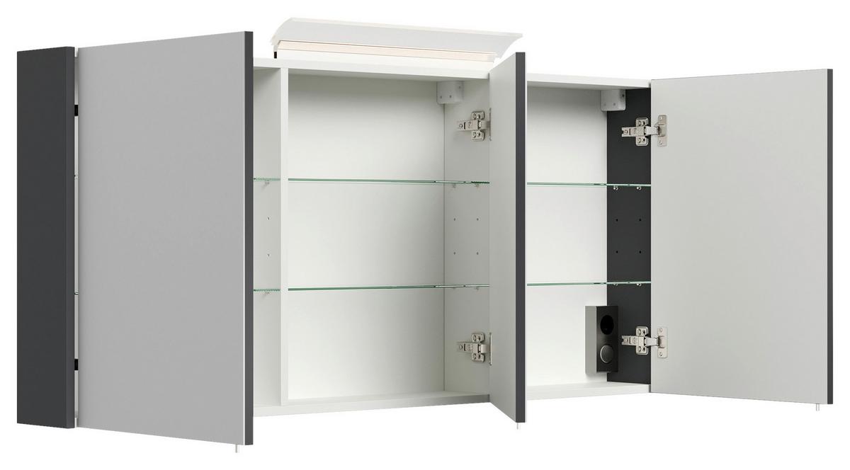 Spiegelschrank Graphitfarben B: 140 cm - Graphitfarben, MODERN, Glas/Holzwerkstoff (140/62/17cm) - MID.YOU