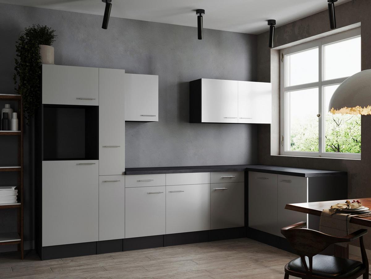 Eckküche Oliver Grau, Weiß S: 310x172cm - Weiß/Grau, Design, Holzwerkstoff (310/172cm) - Respekta