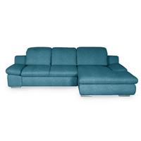 Ecksofa Isona Blau Chenille - Chromfarben/Blau, Design, Textil (286/165cm) - Livetastic