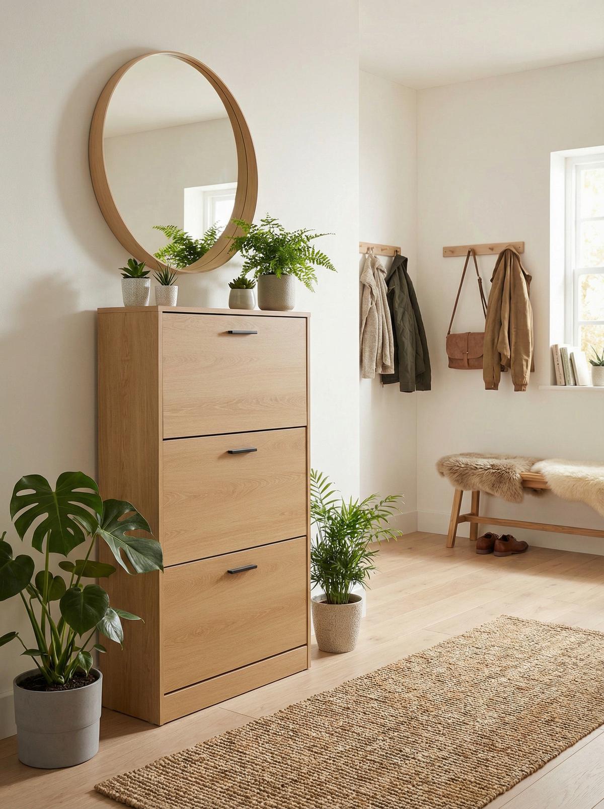 Schuhkipper Zwolle Eiche Dekor B: 60 cm - Eichefarben, Trend, Holzwerkstoff (60/117/24cm)