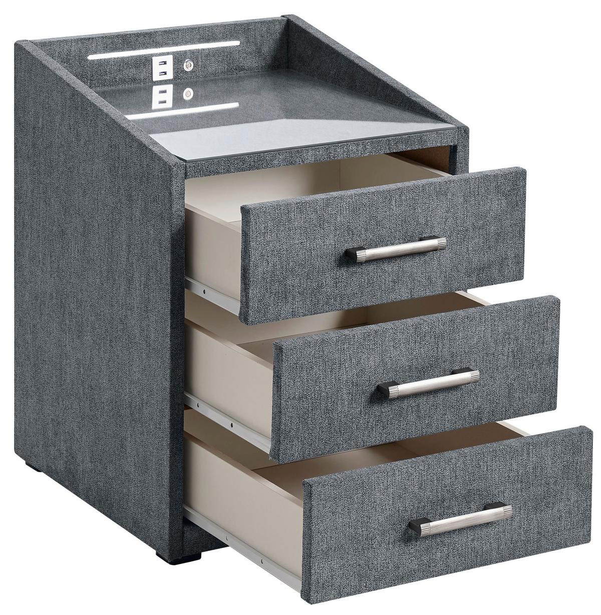 Nachtkästchen Anthrazit Textil H: 61 cm Moon - Anthrazit, Basics, Holzwerkstoff/Textil (47/61/46cm) - MID.YOU