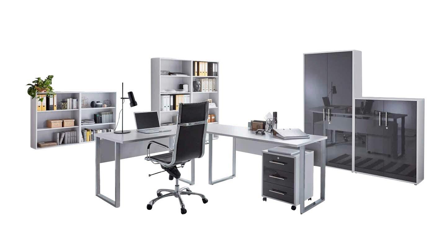 Büro Office Edition Grau/anthrazit Hochglanz - Anthrazit Hochglanz/Grau, MODERN, Holzwerkstoff/Metall - MID.YOU