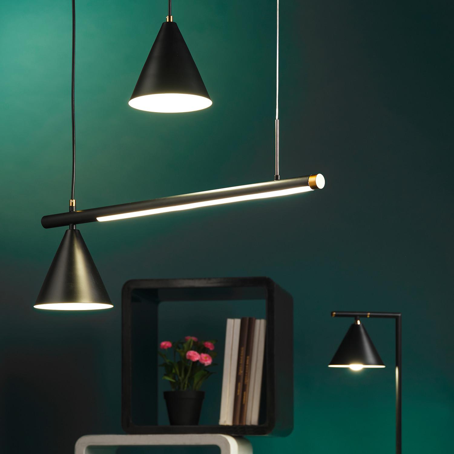 LED-Hängeleuchte 5042/S - Schwarz, Design, Metall (90/15/120cm)