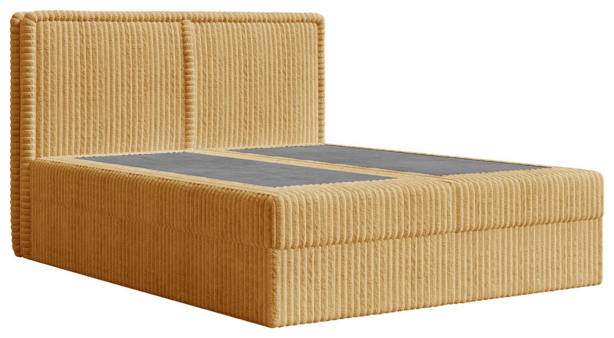 Boxbett Barcelona mit Topper 140x200 - Currygelb/Schwarz, MODERN, Holz/Kunststoff (140/200cm) - Livetastic